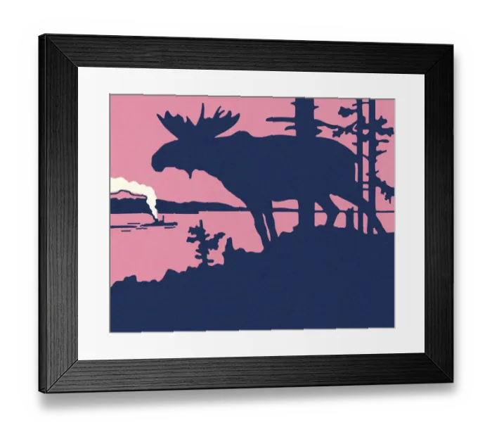 Framed Print : Moose Standing By a Lake Framed Print : Moose Standing By a Lake