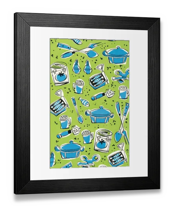 Framed Print : Kitchen appliances pattern Framed Print : Kitchen appliances pattern
