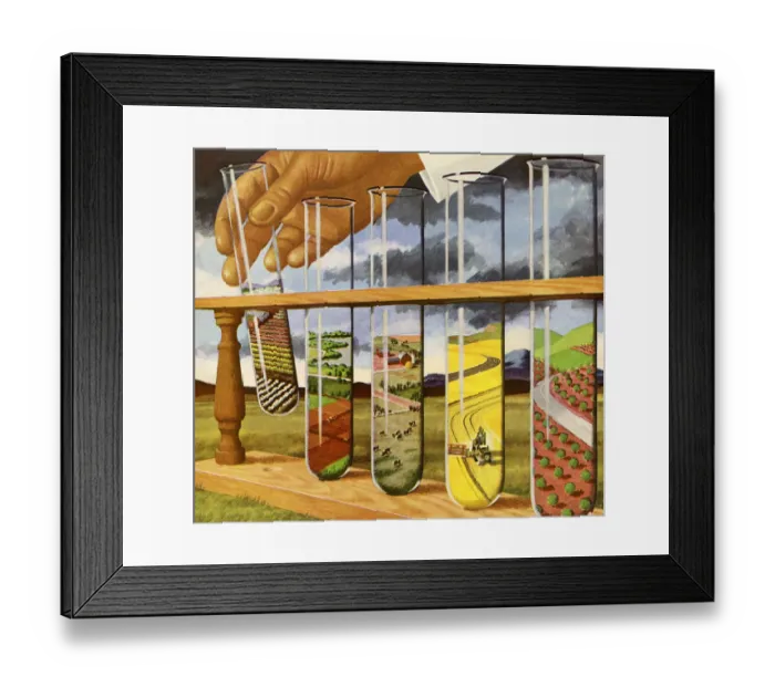 Framed Print : Test Tubes Showing Farm Fields Framed Print : Test Tubes Showing Farm Fields