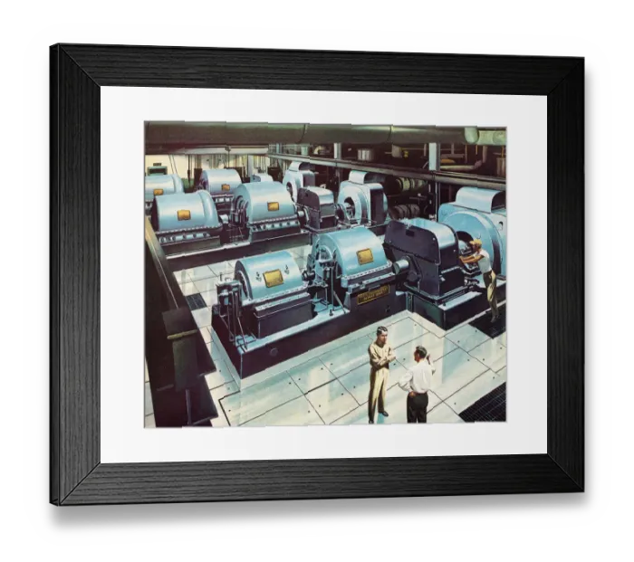 Framed Print : Men Working in Power Plant Framed Print : Men Working in Power Plant