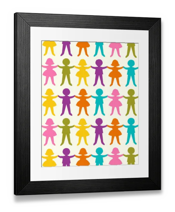 Framed Print : Boy and Girl Paper Doll Chains Framed Print : Boy and Girl Paper Doll Chains