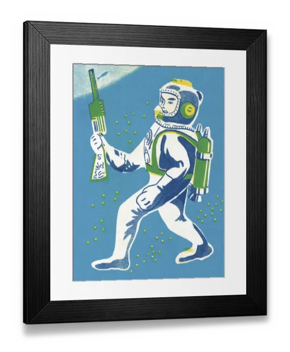 Framed Print : Astronaut With Gun Framed Print : Astronaut With Gun