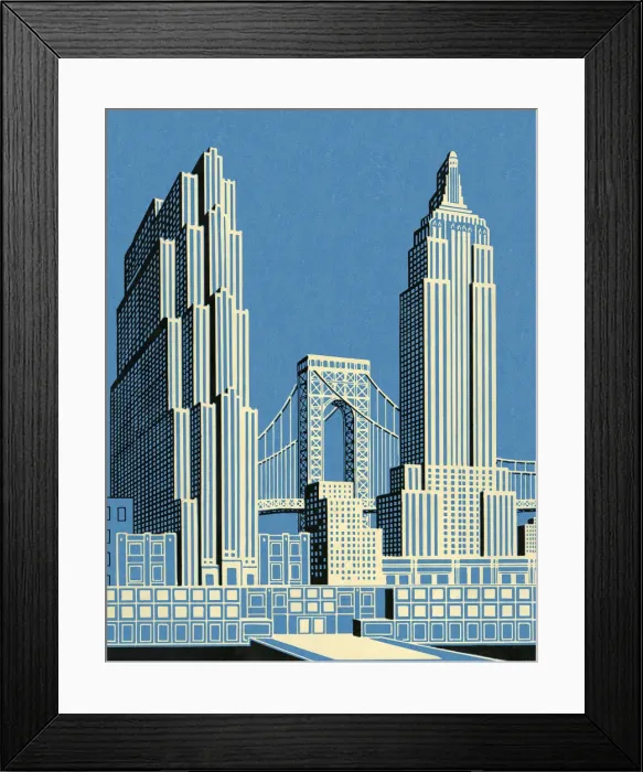 Framed Print : Cityscape With Bridge