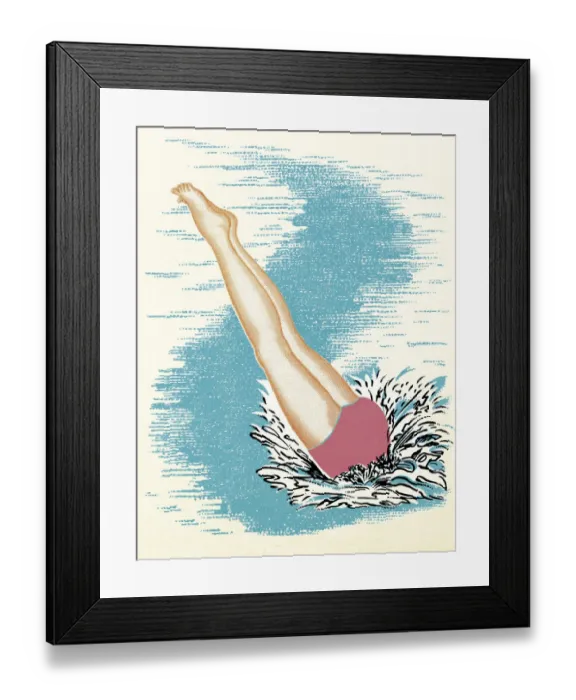 Framed Print : Woman Diving