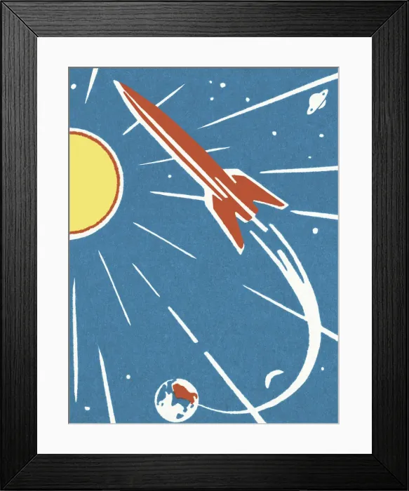 Framed Print : Rocket in Outer Space Framed Print : Rocket in Outer Space