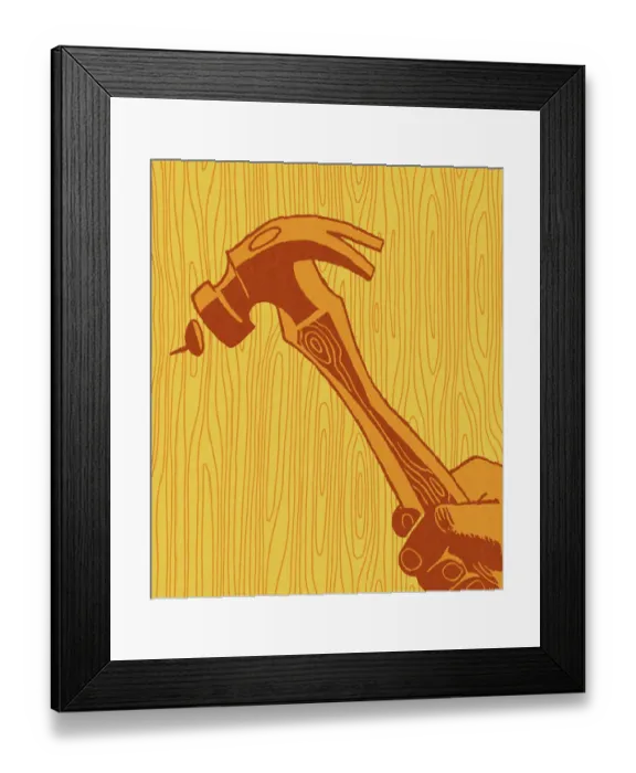 Framed Print : Hammering Nail in to Wood