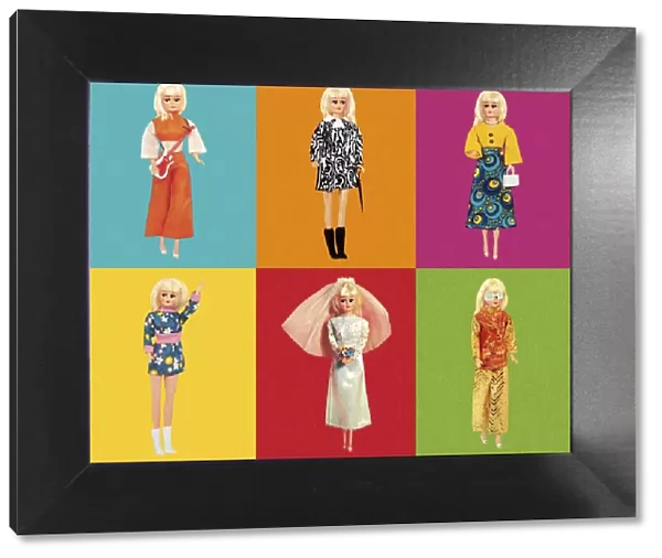 Fashion Doll Wearing Six Different Outfits