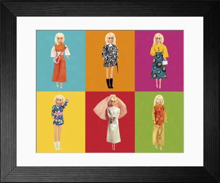 Framed Print : Fashion Doll Wearing Six Different Outfits Framed Print : Fashion Doll Wearing Six Different Outfits