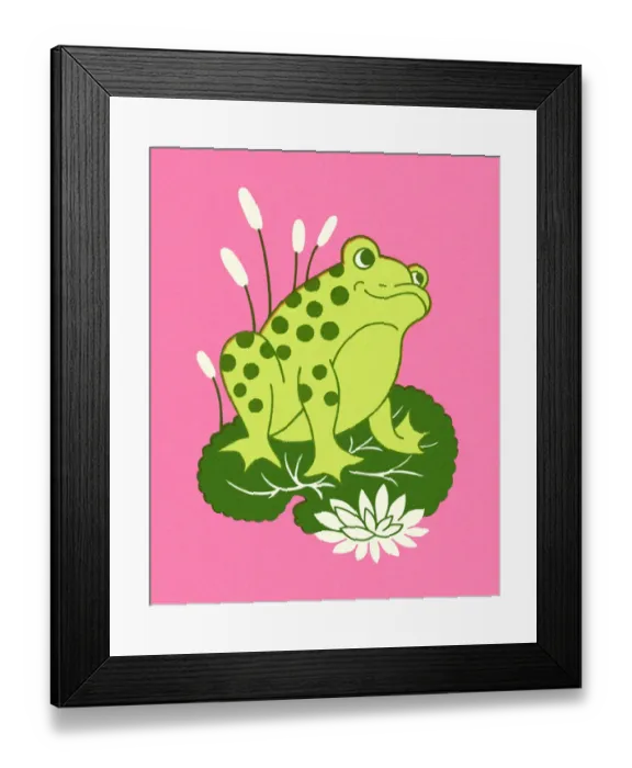 Framed Print : Frog Sitting on Lily Pad