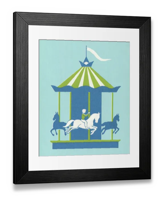 Framed Print : Blue and Green Merry-go-Round Framed Print : Blue and Green Merry-go-Round