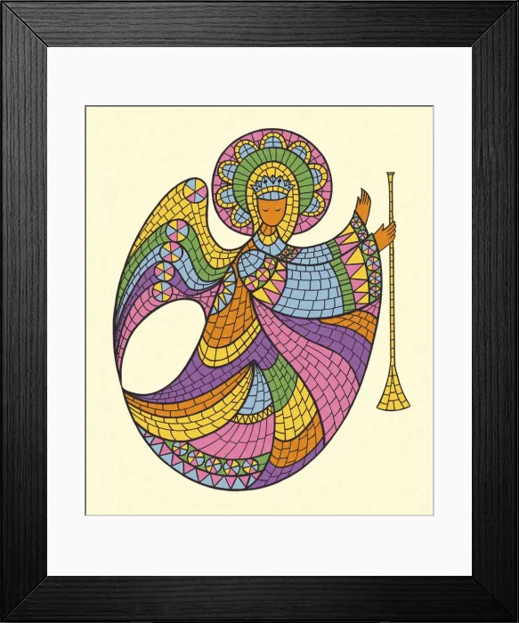 Framed Print : Mosaic Angel With Horn Framed Print : Mosaic Angel With Horn