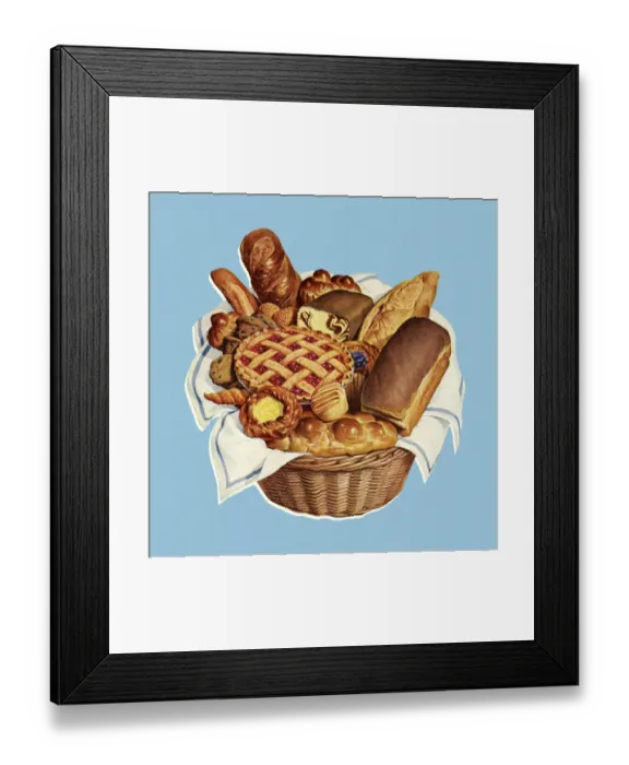 Framed Print : Basket Full of Baked Goods Framed Print : Basket Full of Baked Goods