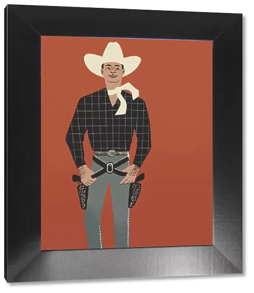 Cowboy on a Red Background