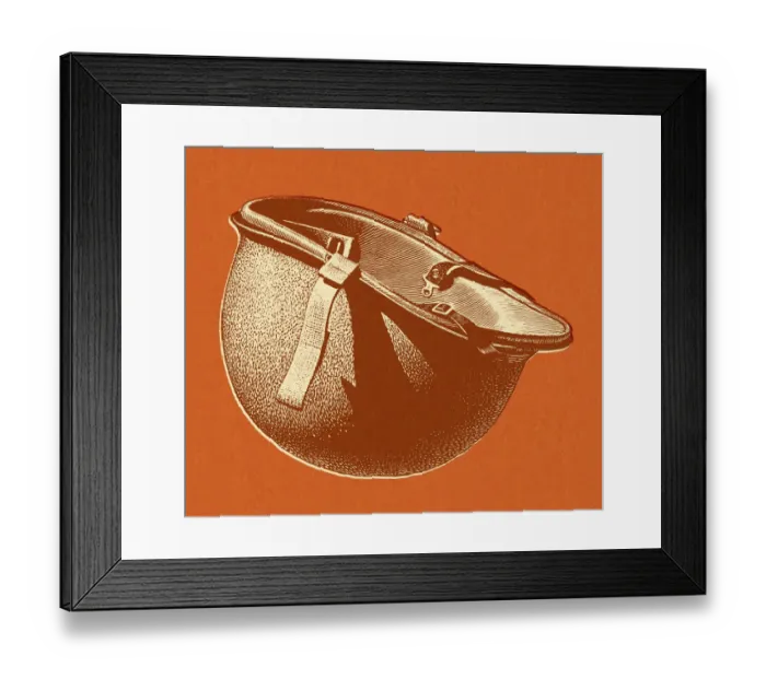 Framed Print : Army Helmet on Orange Background Framed Print : Army Helmet on Orange Background