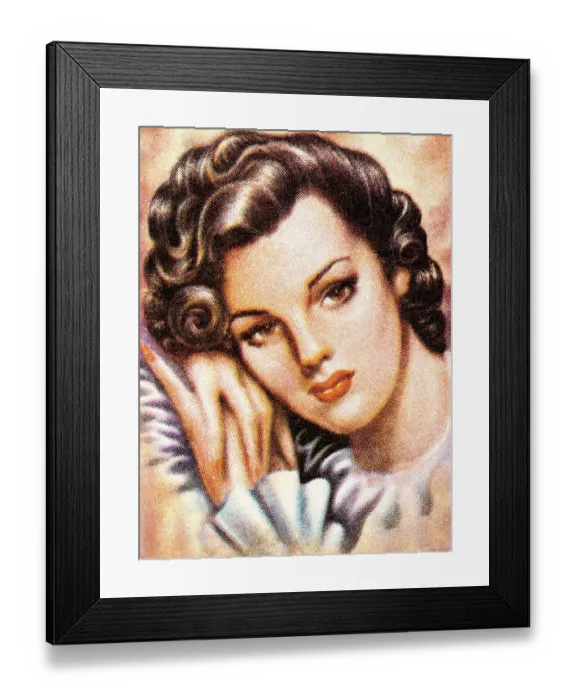 Framed Print : Brunette woman with curls Framed Print : Brunette woman with curls