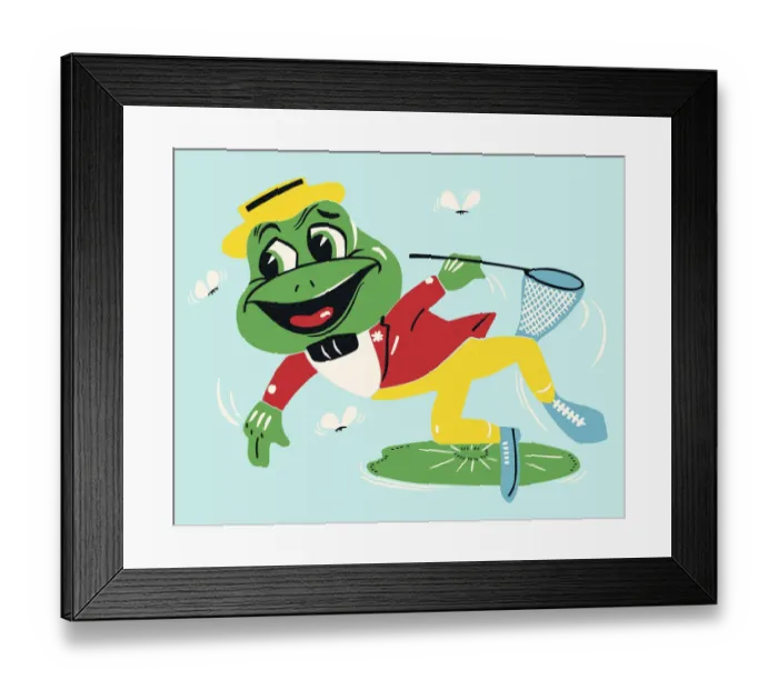 Framed Print : Leaping Frog Catching Flies Framed Print : Leaping Frog Catching Flies