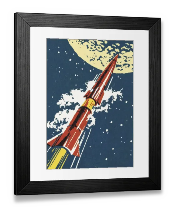 Framed Print : Rocket in Outer Space Framed Print : Rocket in Outer Space