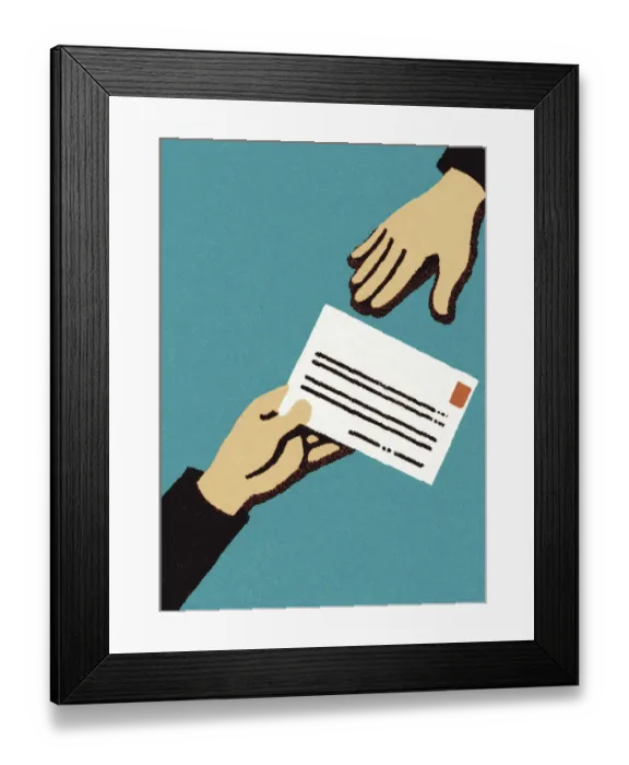 Framed Print : Handing Over a Letter Framed Print : Handing Over a Letter