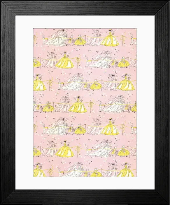 Framed Print : Girls in dresses pattern Framed Print : Girls in dresses pattern