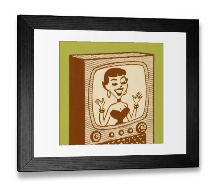 Framed Print : Smiling Woman on TV Framed Print : Smiling Woman on TV
