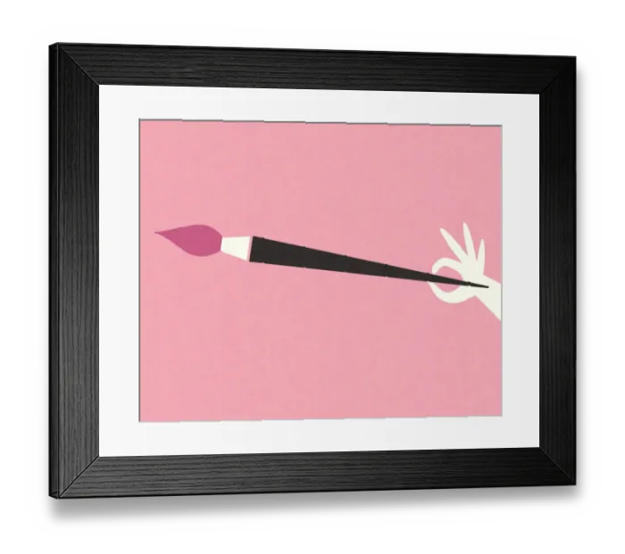 Framed Print : Paintbrush on a Pink Background