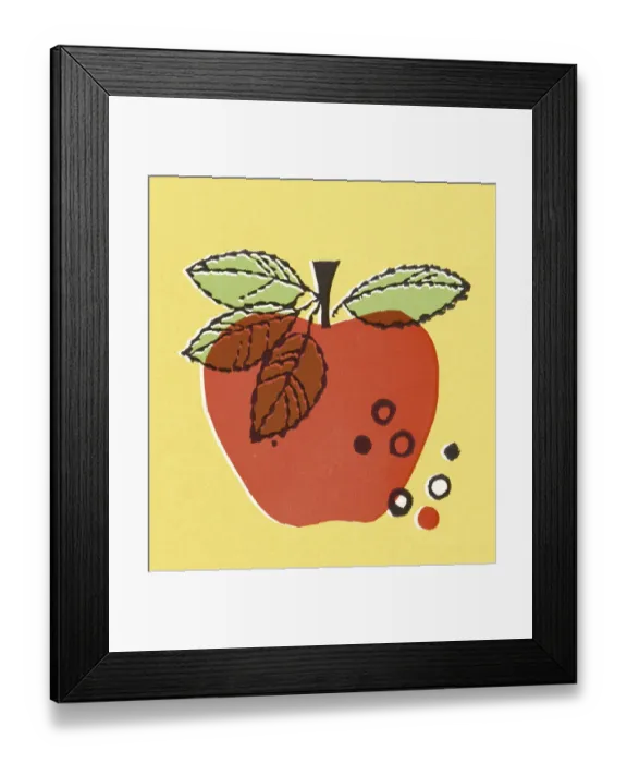 Framed Print : Red Apple on Yellow Background Framed Print : Red Apple on Yellow Background