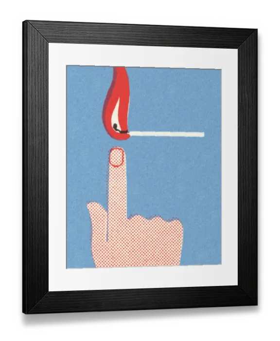 Framed Print : Finger Pointing to a Lit Match Framed Print : Finger Pointing to a Lit Match
