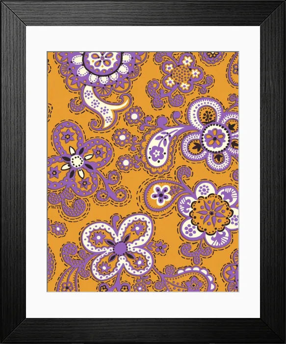 Framed Print : Orange Floral Pattern Framed Print : Orange Floral Pattern
