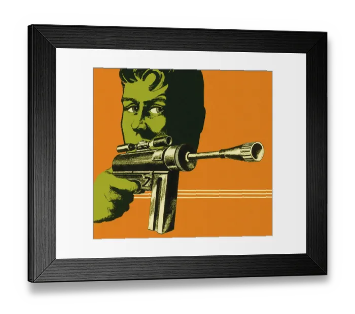 Framed Print : Green Man With Gun Framed Print : Green Man With Gun