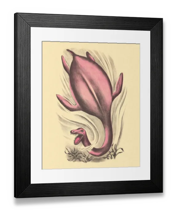 Framed Print : Dinosaur Swimming Framed Print : Dinosaur Swimming