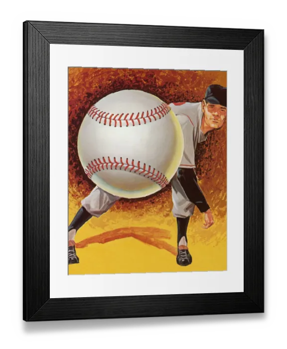 Framed Print : Man Pitching a Baseball Framed Print : Man Pitching a Baseball