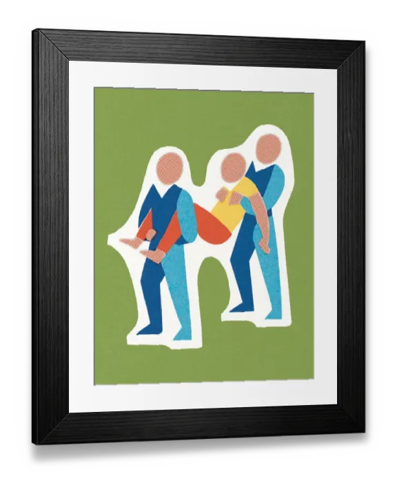 Framed Print : Moving the injured Framed Print : Moving the injured