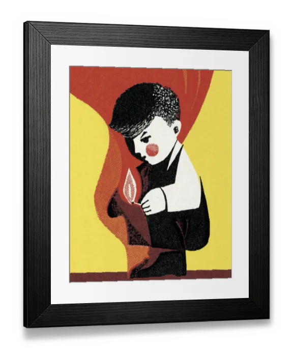 Framed Print : Boy Playing with Matches