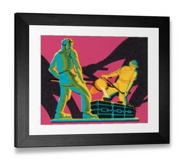 Framed Print : Two Men Working in a Steel Mill Framed Print : Two Men Working in a Steel Mill