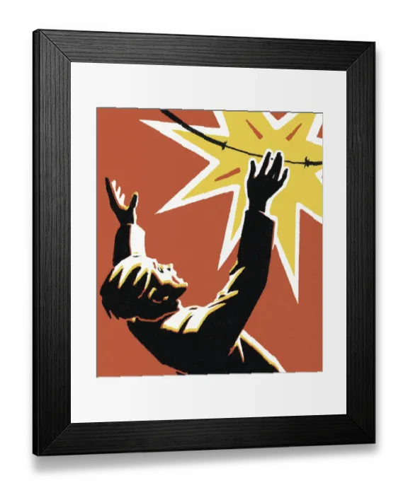 Framed Print : Man Reeling From Explosion Framed Print : Man Reeling From Explosion