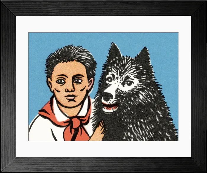 Framed Print : Boy with dog