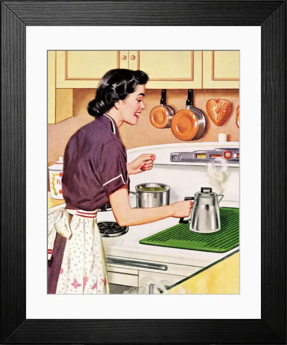 Framed Print : Woman Making Coffee