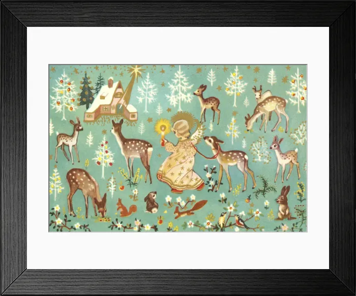 Framed Print : Angel With Forest Animals Framed Print : Angel With Forest Animals