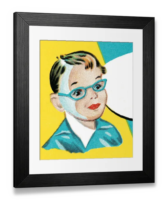 Framed Print : Child in blue glasses Framed Print : Child in blue glasses