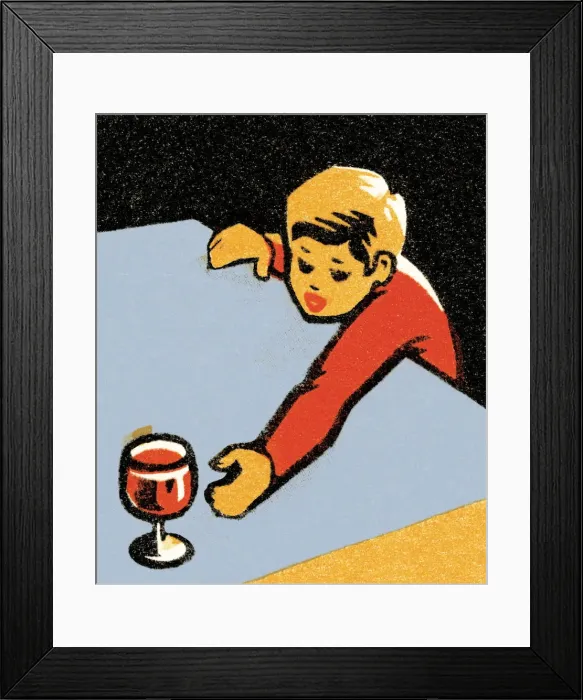 Framed Print : Boy reaching for wine Framed Print : Boy reaching for wine