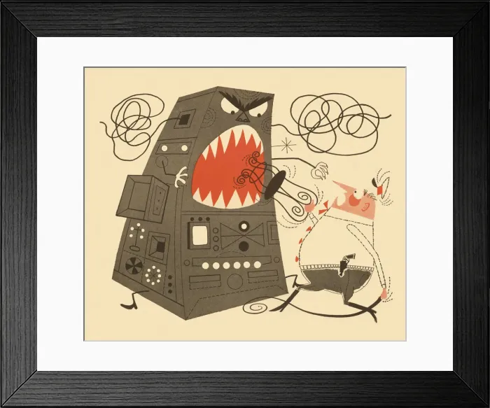 Framed Print : Man Fighting Off Computer Framed Print : Man Fighting Off Computer