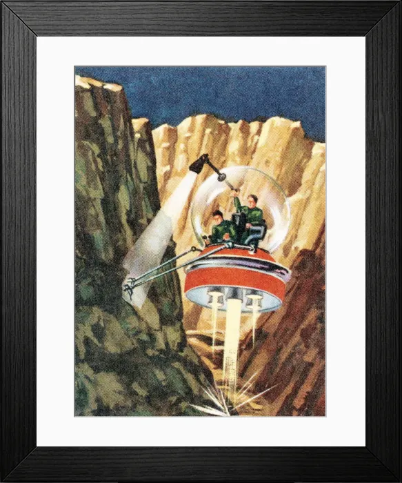 Framed Print : Spacecraft Landing on a Planet
