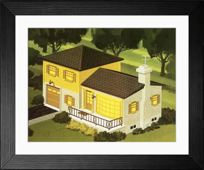 Framed Print : Yellow and White House Framed Print : Yellow and White House