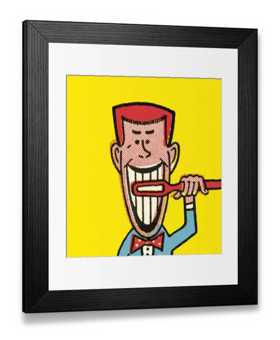 Framed Print : Man brushing teeth Framed Print : Man brushing teeth