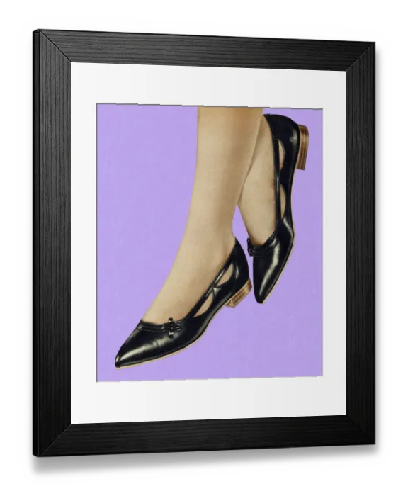 Framed Print : Woman Wearing Black Flats Framed Print : Woman Wearing Black Flats