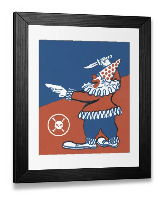 Framed Print : Evil Clown with Knife and Gun Framed Print : Evil Clown with Knife and Gun