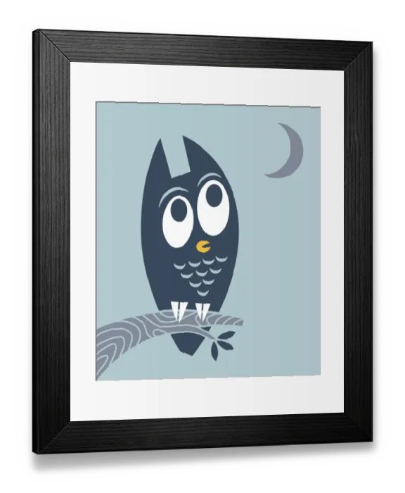 Framed Print : Owl and Moon Framed Print : Owl and Moon