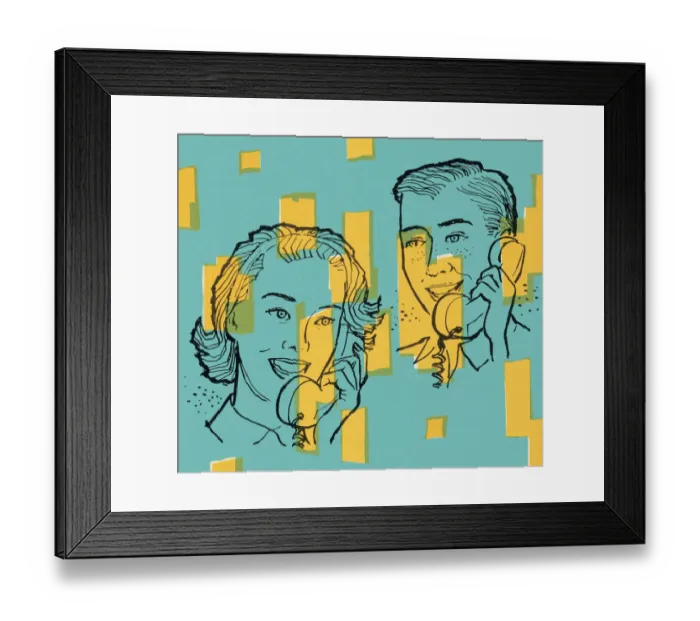 Framed Print : Man and Woman on Telephone Framed Print : Man and Woman on Telephone