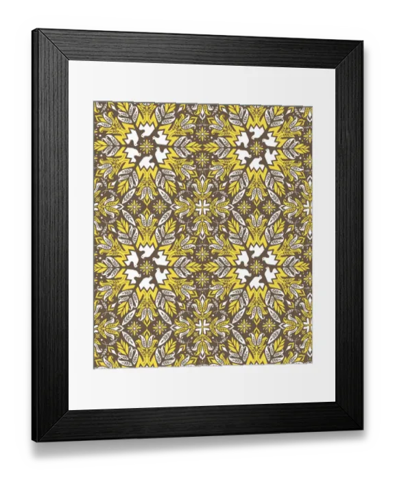 Framed Print : Brown Flower Pattern Framed Print : Brown Flower Pattern
