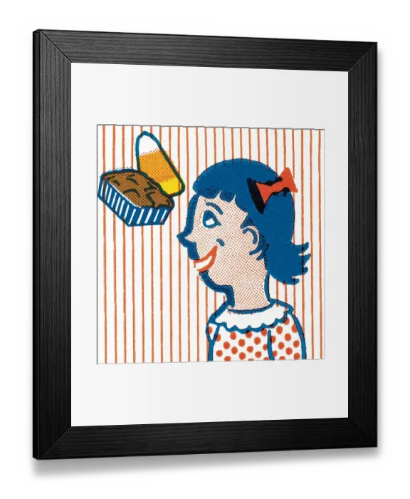 Framed Print : Girl and snacks